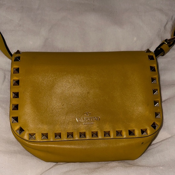 Valentino Garavani Handbags - Valentino Garavani Mustard Studded Crossbody Bag